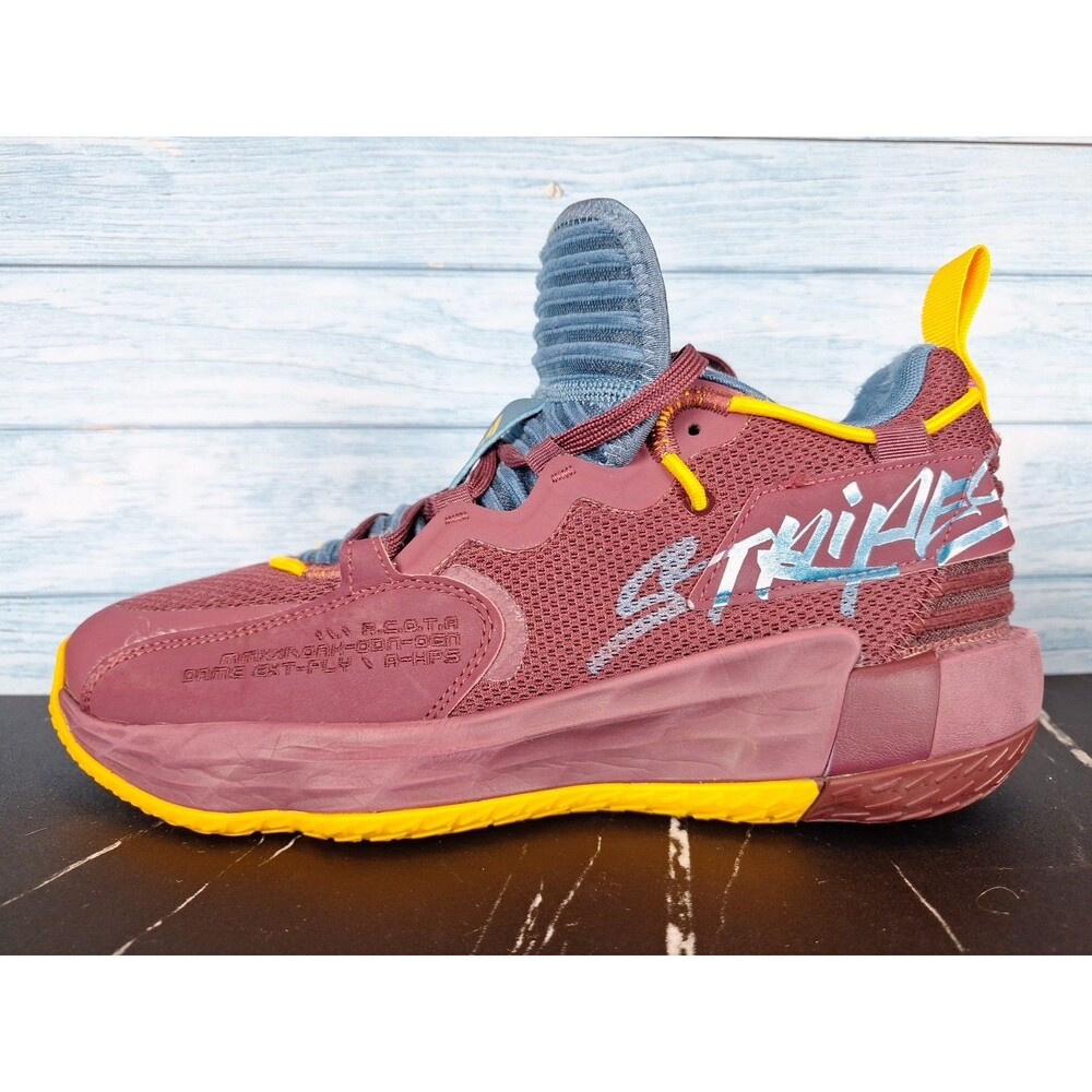 Adidas Dame 7 EXTPLY RCOTA Basketball Shoes Men's Maroon Yellow Sz 9